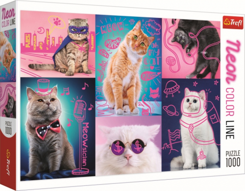 Jucării și Jocuri pentru copii - Puzzle trefl 1000 super pisici neon