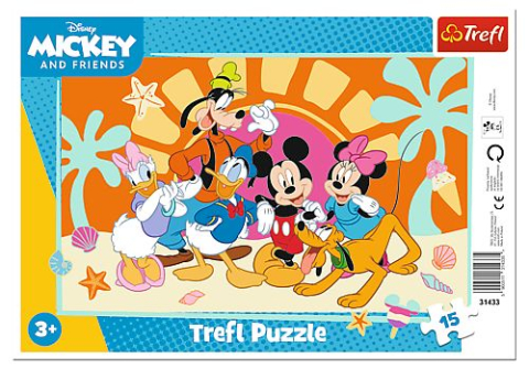 Periferice IT - Puzzle trefl 15 cu cadru intrebari despre mickey mouse copii varsta 3 ani - 10 ani