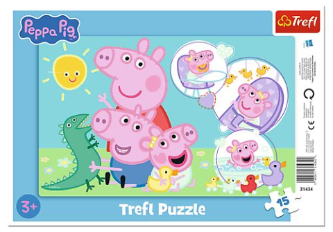 Jucării și Jocuri pentru copii - Puzzle trefl 15 cu cadru peppa pig cea mai draguta purcelusa copii varsta 3 ani - 10 ani