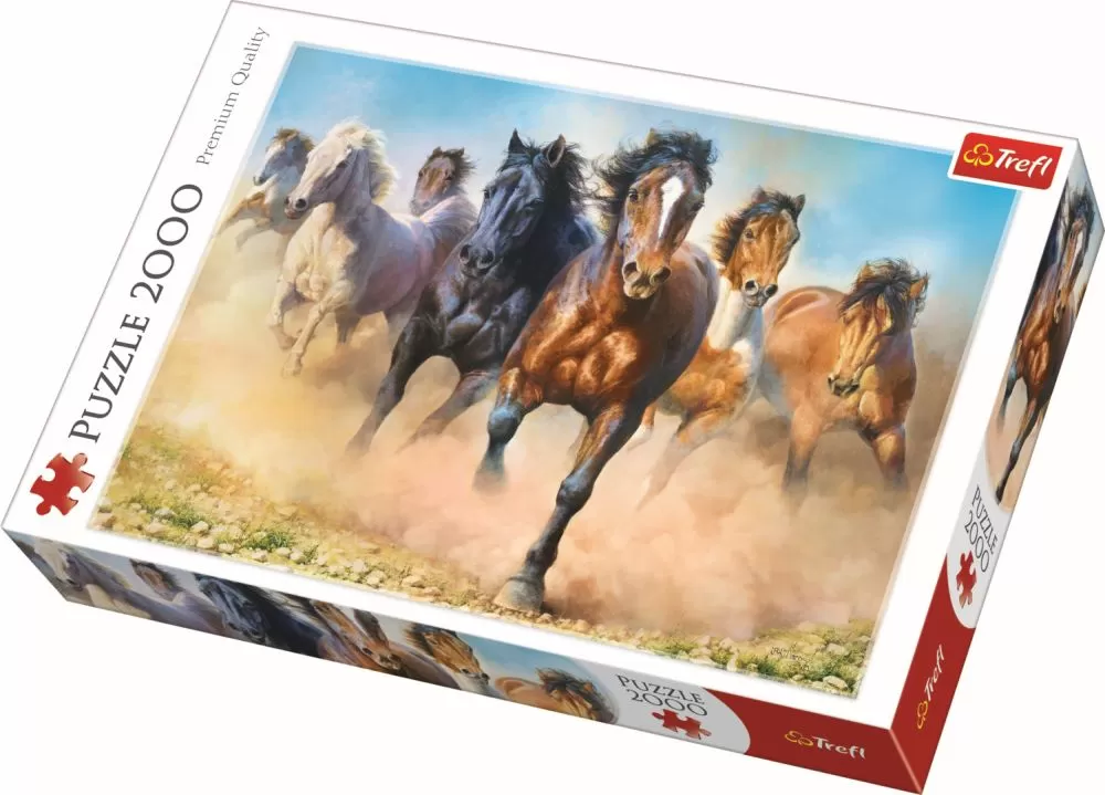 Jucării și Jocuri pentru copii - Puzzle trefl 2000 herghelie de cai galopand