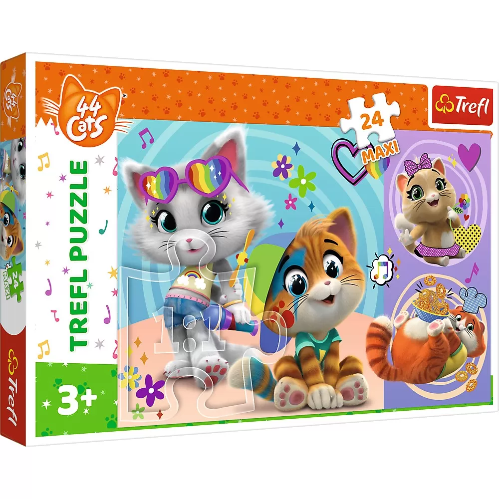 Jucării și Jocuri pentru copii - Puzzle trefl 24 maxi 44 de pisici pisicile fericite