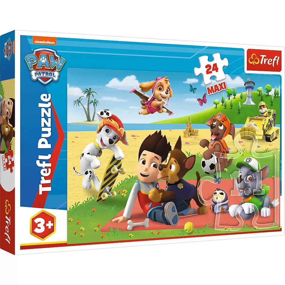 Jucării și Jocuri pentru copii - Puzzle trefl 24 maxi patrula catelusilor disctractia la plaja