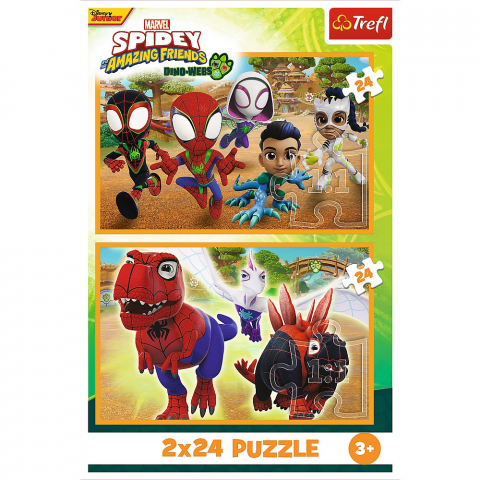 Puzzle trefl 2x24 spidey and his amazing friends dino-webs spidey si dinozaurii [3]
