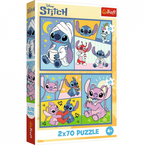 Jucării și Jocuri pentru copii - Puzzle trefl 2x70 stitch nu exista plictiseala cu stitch