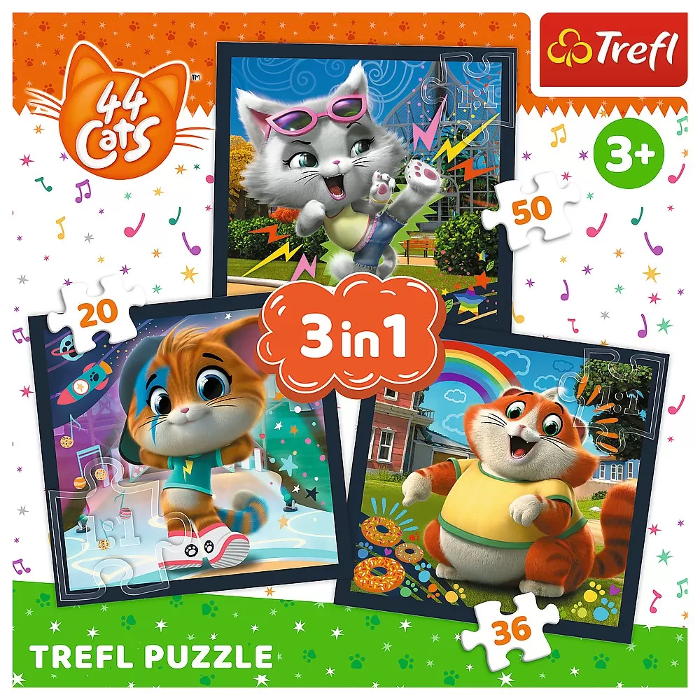 Puzzle trefl 3in1 44 cats pisicile dragalase [4]