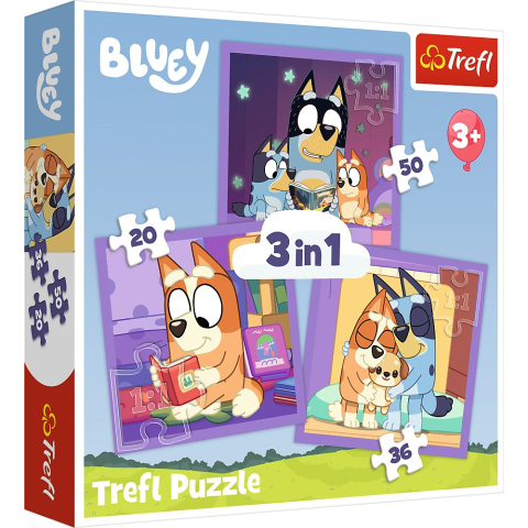 Jucării și Jocuri pentru copii - Puzzle trefl 3in1 bluey faceti cunostinta cu bluey 