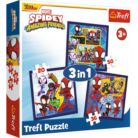 Jucării și Jocuri pentru copii -  puzzle trefl 3in1 marvel spidey si prietenii lui extraordinari copii varsta 3 ani - 9 ani