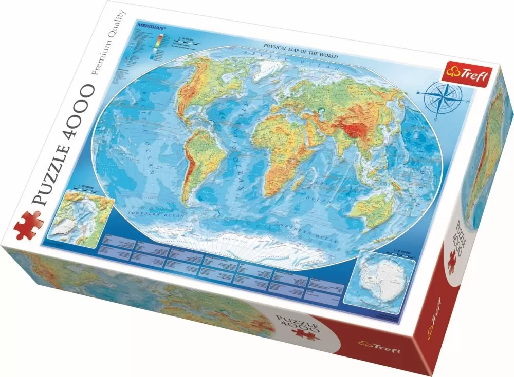 Puzzle 3000 - 6000 piese - Puzzle trefl 4000 harta fizica a lumii