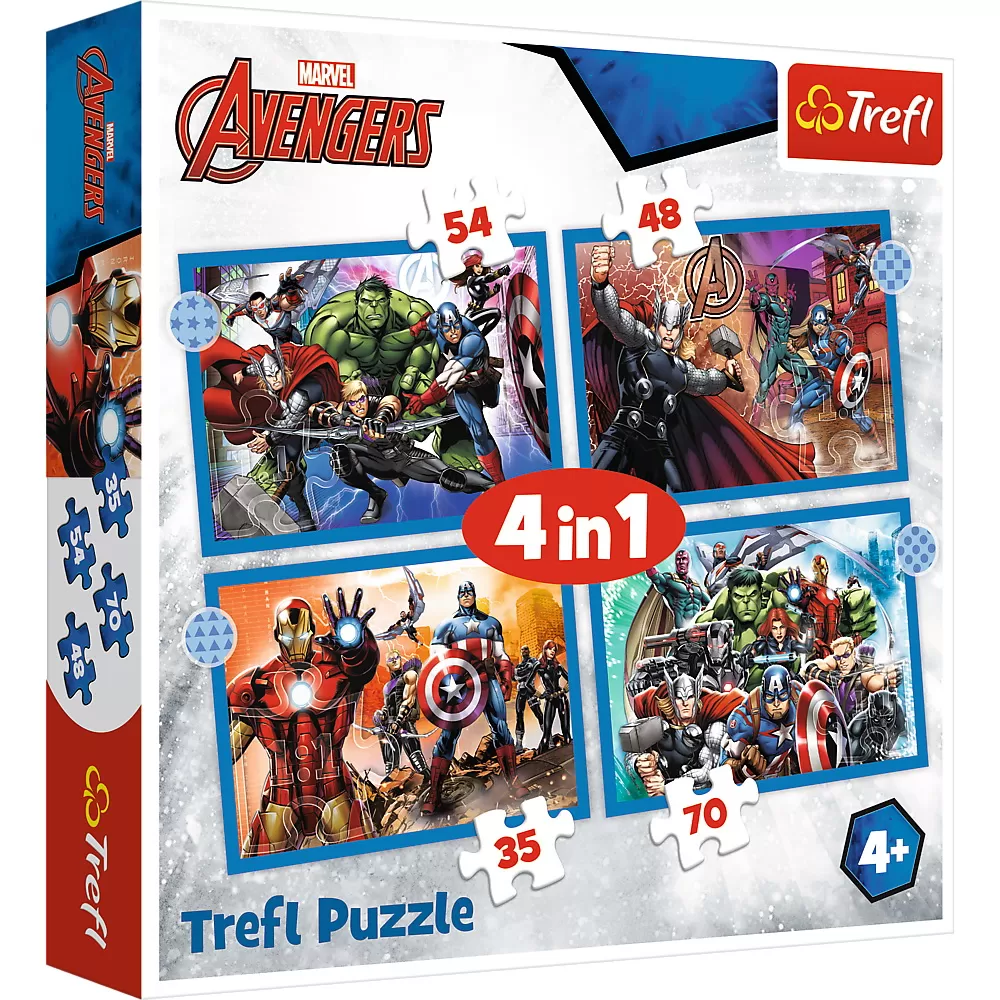 Jucării și Jocuri pentru copii - Puzzle trefl 4in1 avengers - razbunatorii curajosi