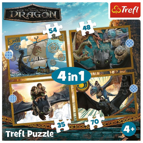 Puzzle trefl 4in1 cum sa iti dresezi dragonul zilele dragonului copii varsta 4 ani - 10 ani [5]