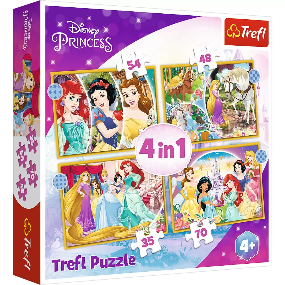 Jucării și Jocuri pentru copii - Puzzle trefl 4in1 disney princess -  ziua fericita