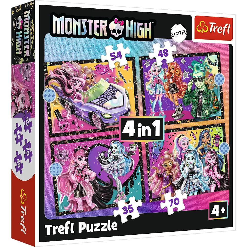 Jucării și Jocuri pentru copii - Puzzle trefl 4in1 monster high o zi electrizanta 