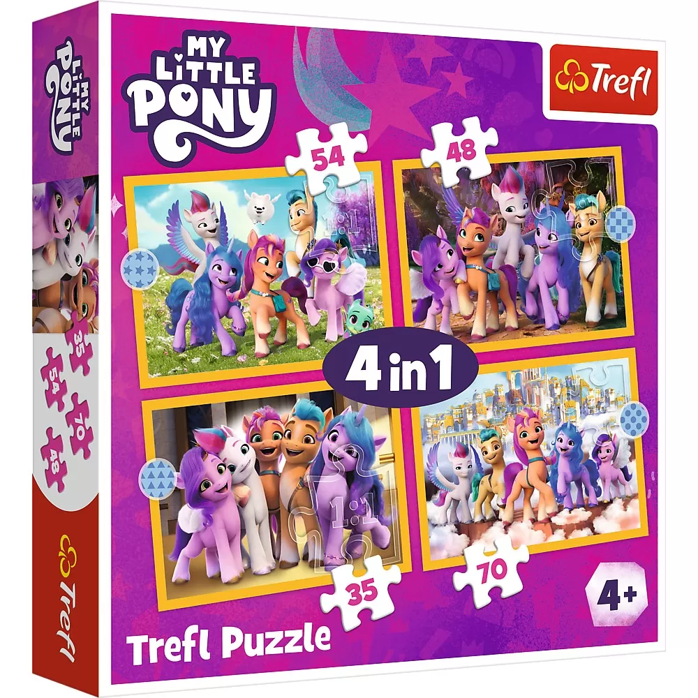 Puzzle sub 100 piese - Puzzle trefl 4in1 my little pony sa cunoastem poneii
