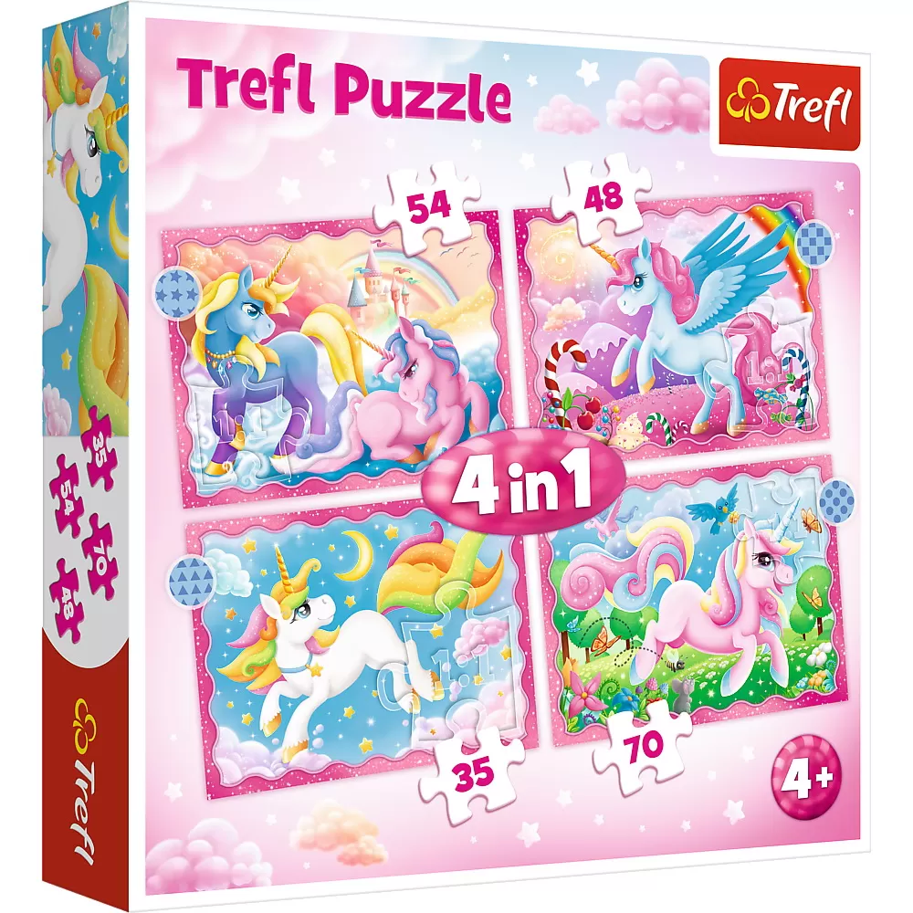 Jucării și Jocuri pentru copii - Puzzle trefl 4in1 patrula unicorni si magie