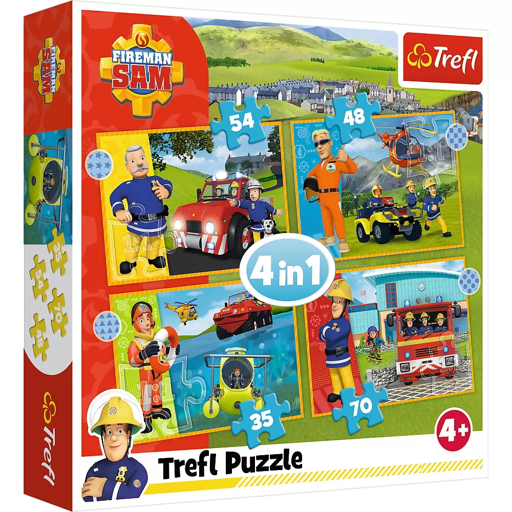 Jucării și Jocuri pentru copii - Puzzle trefl 4in1 pompierul sam -  curajosul sam
