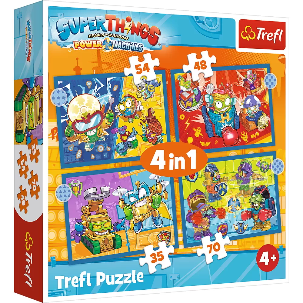 Jucării și Jocuri pentru copii - Puzzle trefl 4in1 super things super actiunea