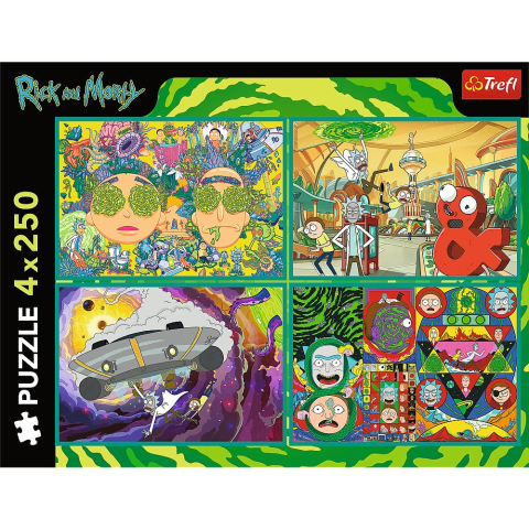 Puzzle trefl 4x250 lumea intortocheata a lui rick si morty [5]