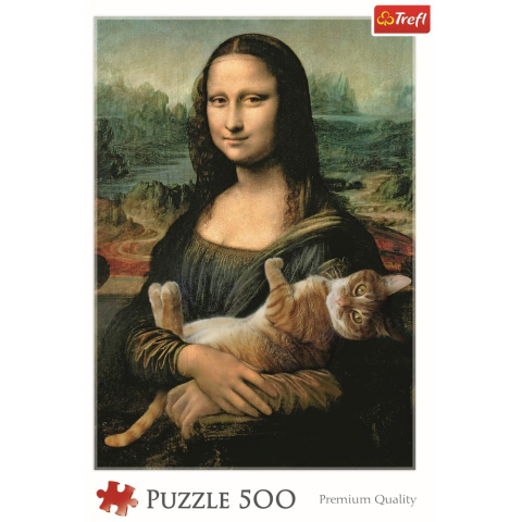 Puzzle trefl 500 monalisa cu pisica copii varsta 10 ani - +15 ani [2]