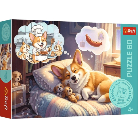 Jucării și Jocuri pentru copii - Puzzle trefl 60 corgi in taramul viselor copii varsta 4 ani - 9 ani