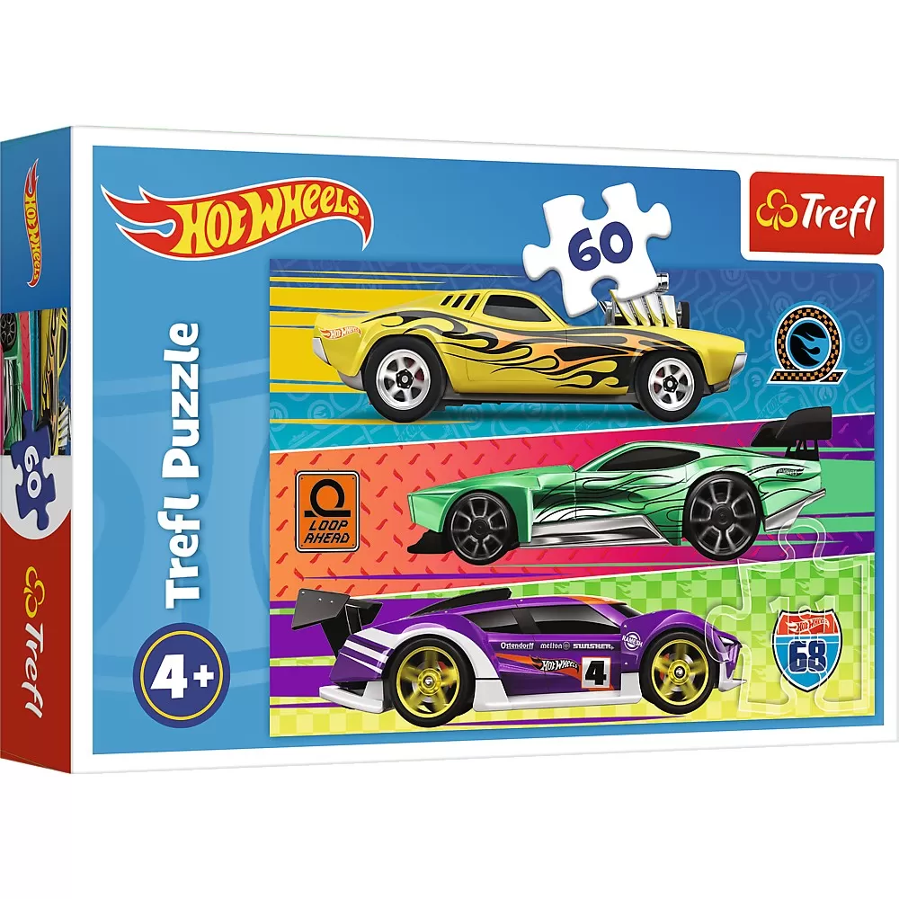 Jucării și Jocuri pentru copii - Puzzle trefl 60 hot wheels cursa