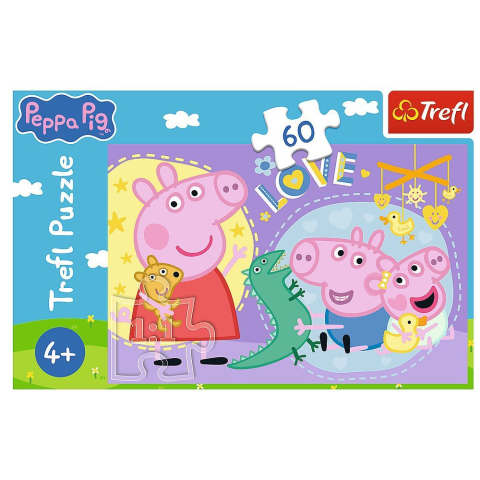 Puzzle trefl 60 peppa pig purcelusul fericit peppa copii varsta 4 ani - 9 ani [2]
