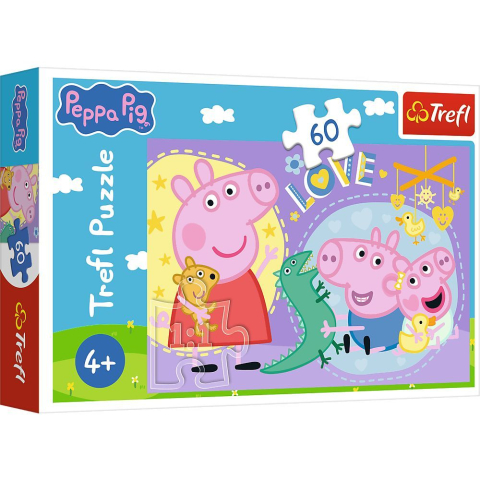 Jucării și Jocuri pentru copii - Puzzle trefl 60 peppa pig purcelusul fericit peppa copii varsta 4 ani - 9 ani