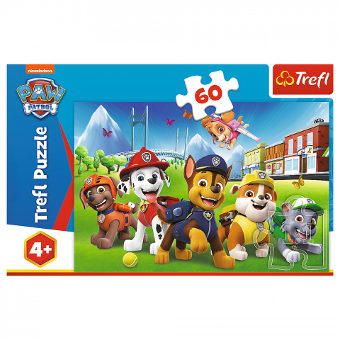 Jucării și Jocuri pentru copii - Puzzle trefl 60 piese patrula catelusilor cateii in iarba