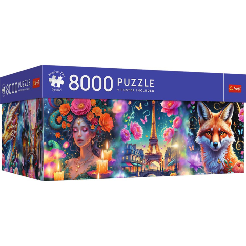 Jucării și Jocuri pentru copii - Puzzle trefl 8000 premium plus lumea colorata cu poster inclus copii varsta 14 ani - +15 ani