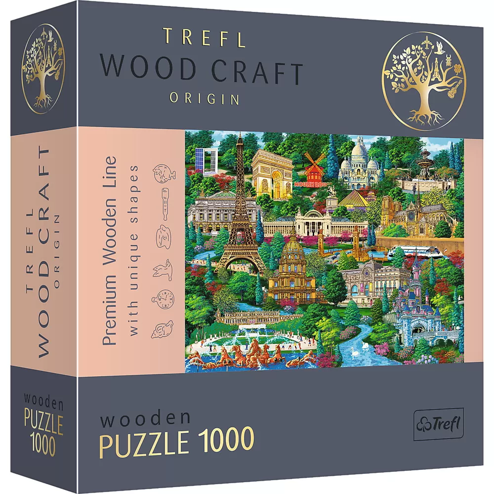 Jucării și Jocuri pentru copii - Puzzle trefl din lemn 1000 piese obiective turistice faimoase din franta