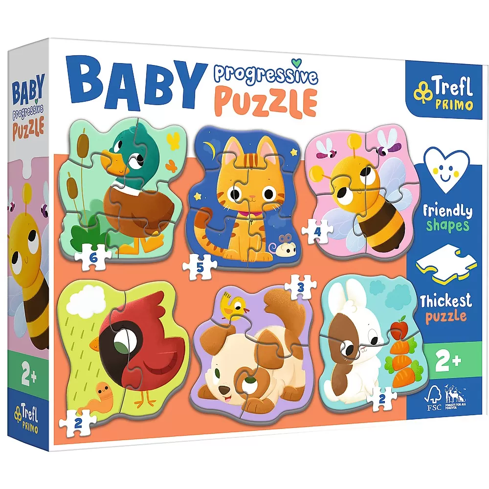 Jucării și Jocuri pentru copii - Puzzle trefl primo baby progressive animalele