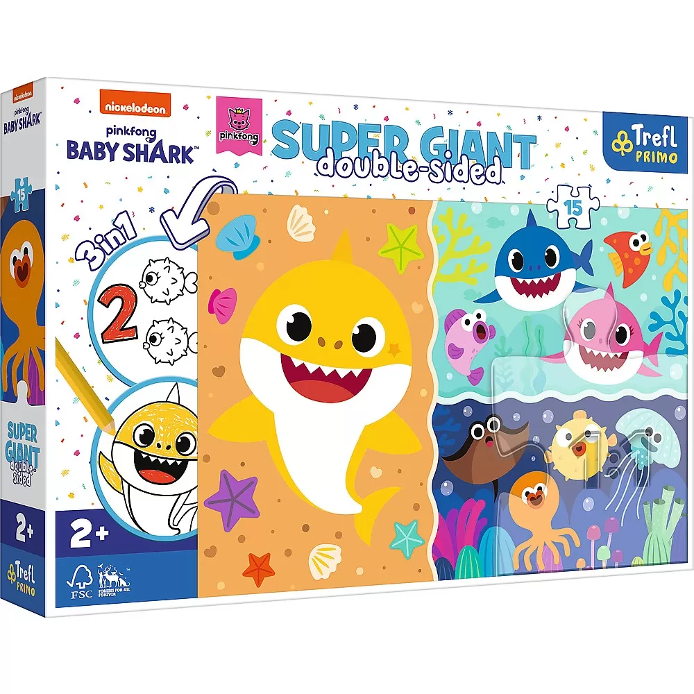 Jucării și Jocuri pentru copii - Puzzle trefl primo  super giant 15 baby shark