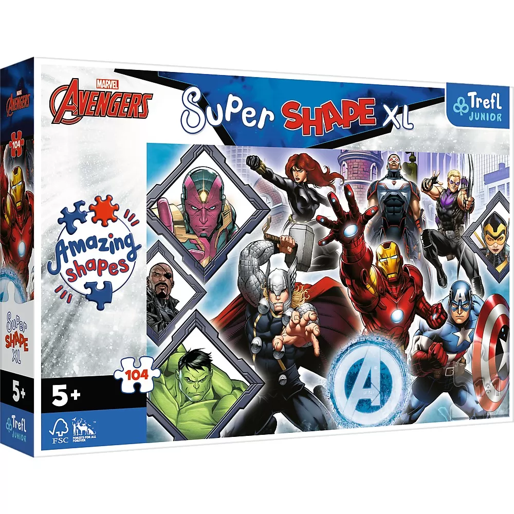 Jucării și Jocuri pentru copii - Puzzle trefl primo super shape xxl 104 avengers