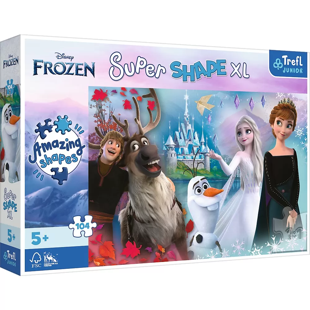 Jucării și Jocuri pentru copii - Puzzle trefl primo super shape xxl 104 disney frozen lumea anei si a elsei