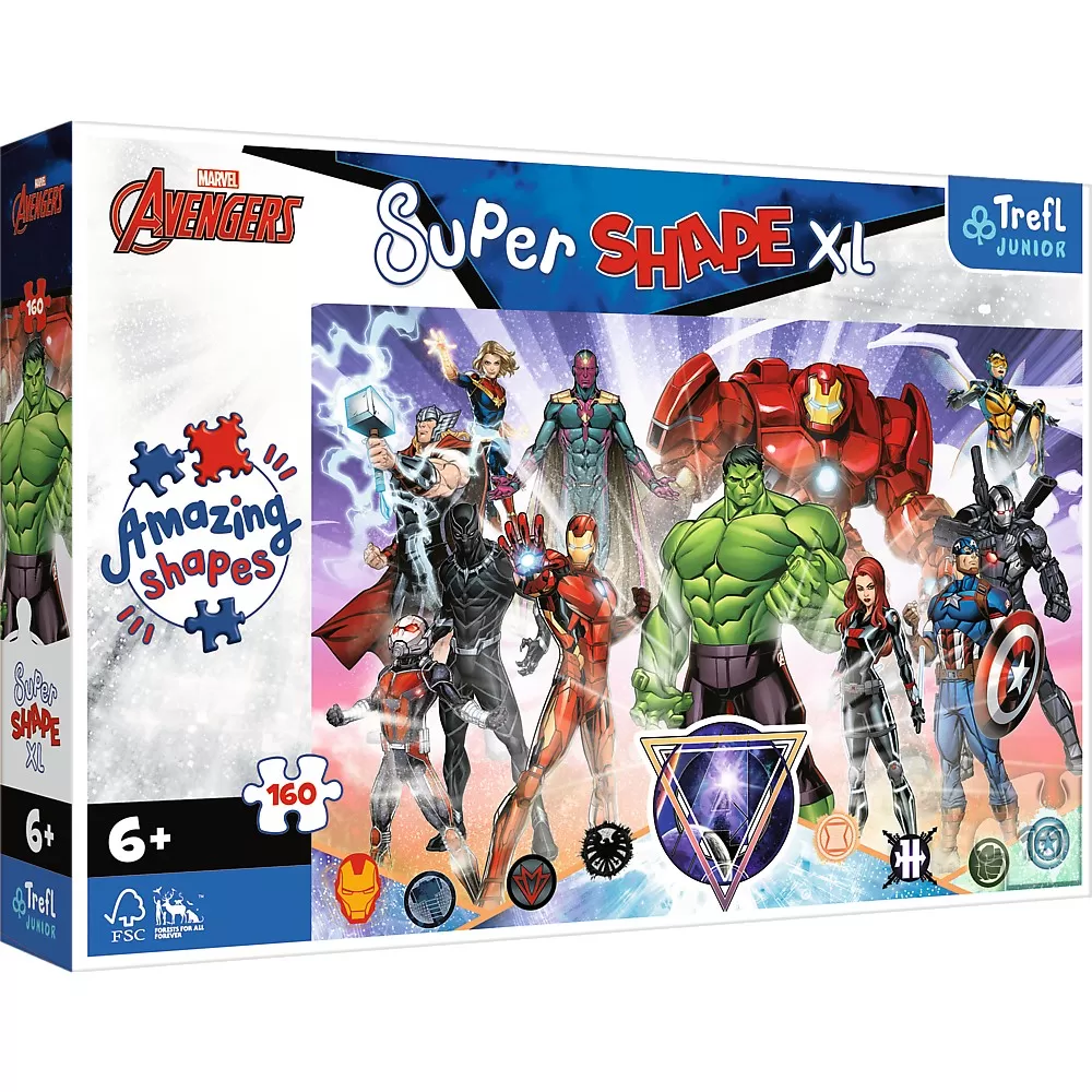 Jucării și Jocuri pentru copii - Puzzle trefl primo super shape xxl 160 avengers razbonicii curajosi
