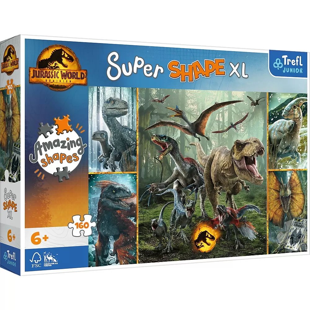 Jucării și Jocuri pentru copii - Puzzle trefl primo super shape xxl 160 jurassic world dinozauri neobisnuiti