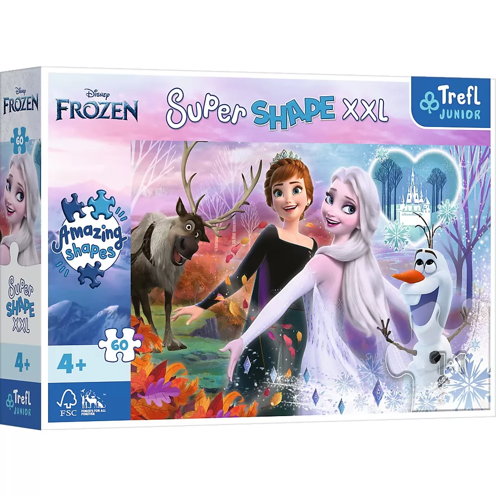 Jucării și Jocuri pentru copii - Puzzle trefl primo super shape xxl 60 disney frozen surorile dansatoare