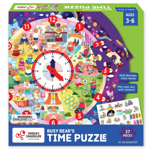 Puzzle 100 - 299 piese - Puzzle - Ursuletul invata ceasul