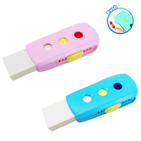 Rechizite Școlare - Radiera Keyroad Pushable KR972416, dreptunghi, diverse culori pastel, protectie din plastic