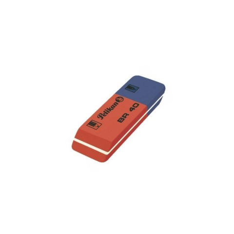 Rechizite Școlare - Radiera Pelikan BR80 601013, dreptunghi, 41x14x8mm, rosu-albastru, 2/3 pentru creion, 1/3 pentru pix, cerneala