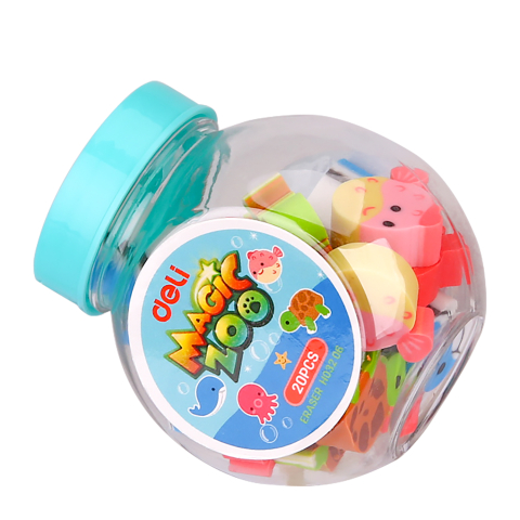 Rechizite Școlare - Radiere creion borcan 20 buc mini zoo deli