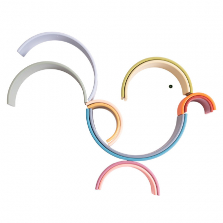 Rainbow, joc montessori de stivuire, 12 buc, nature [6]