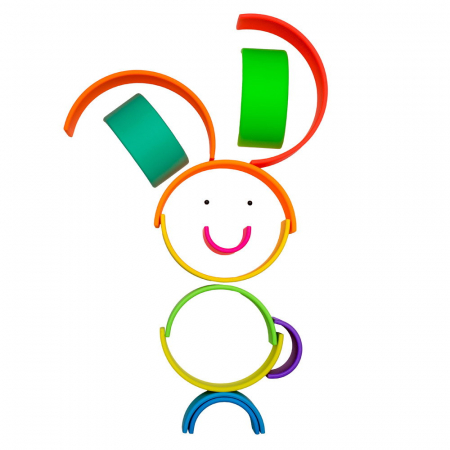 Rainbow, joc montessori de stivuire, 12 buc, neon, 0-5 ani [5]