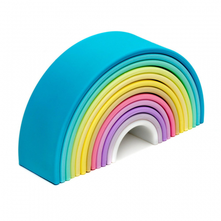 Jucării Montessori si Activități - Rainbow, joc montessori de stivuire, 12 buc, nordic, 0-5 ani