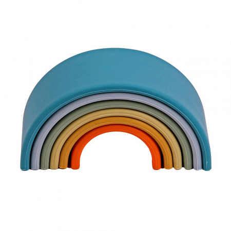 Jucării Montessori si Activități - Rainbow, joc montessori de stivuire, 6 piese, nature, 0-5 ani