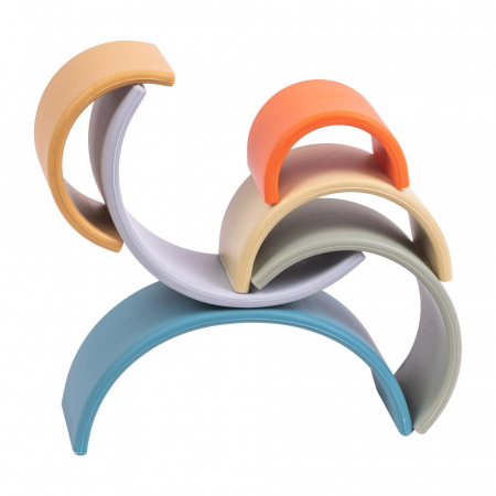 Rainbow, joc montessori de stivuire, 6 piese, nature, 0-5 ani [4]