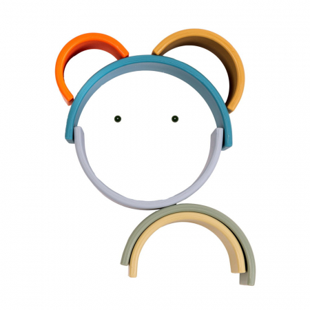 Rainbow, joc montessori de stivuire, 6 piese, nature, 0-5 ani [5]