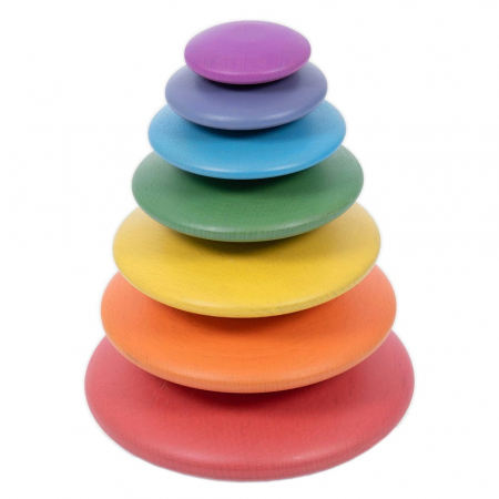 Jucării și Jocuri pentru copii - Rainbow Wooden Buttons, discuri din lemn, TickiT, 0-5 ani