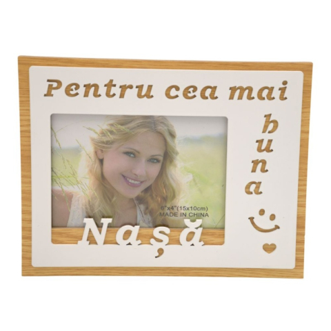 Casă, gradină și bricolaj - Rama foto, MDF, 10x15cm, No.R-11, mesaj "pentru cea mai buna Nasa"