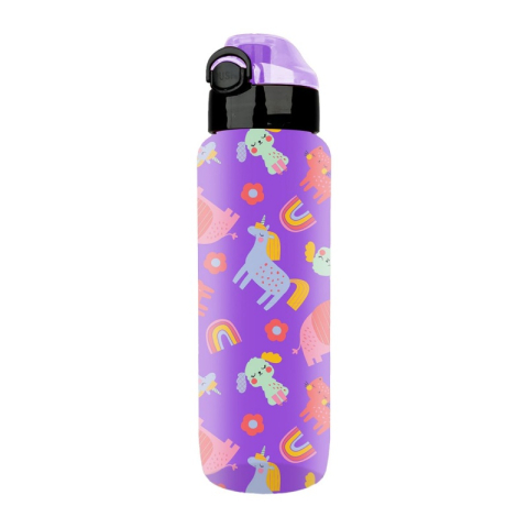 Recipient scolar Noki T-0101, 550ml, pentru lichide, diverse culori pale, push cu siguranta si capac protectie [1]