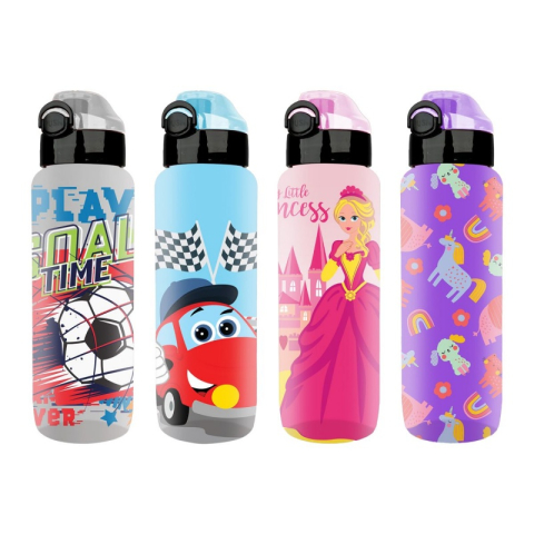 Rechizite Școlare - Recipient scolar Noki T-0101, 550ml, pentru lichide, diverse culori pale, push cu siguranta si capac protectie